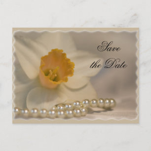 Convite de Noivado com Narciso Branco e Pérolas pa