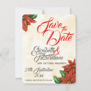 Convite de Noivado com Poinsettia Vintage