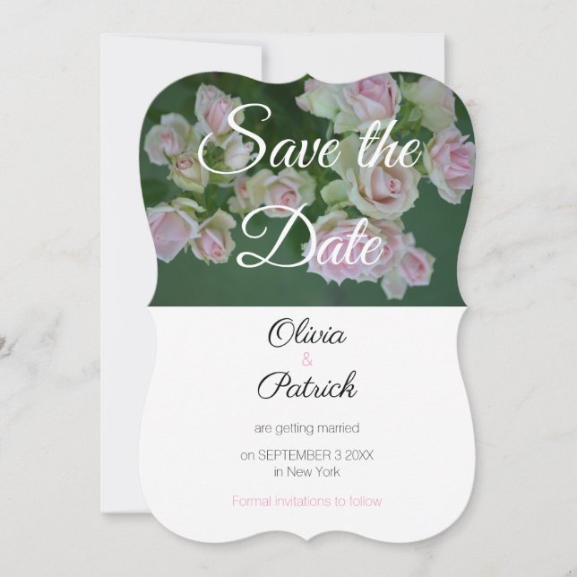 Convite de Noivado com Rosas Rosas para Salvar a D (Frente)