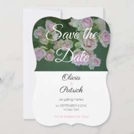 Convite de Noivado com Rosas Rosas para Salvar a D