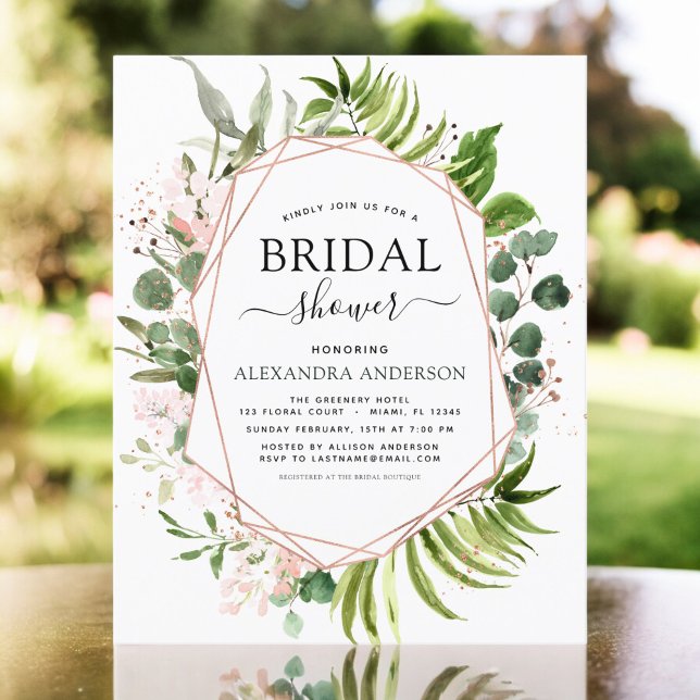 Convite de Noivado com Verde e Dourado Rosa dentro (Criador carregado)