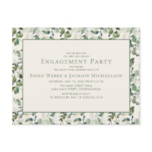 Convite de Noivado Creme com Folhas de Eucalipto V