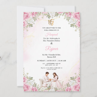 Convite de Noivado da Cerimônia Roka Floral Rosa