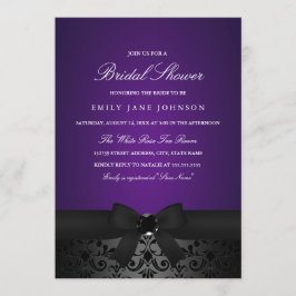 Convite de Noivado Damask Preto e Roxo