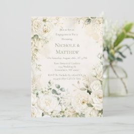 Convite de Noivado de Casamento Flores de Marfim E
