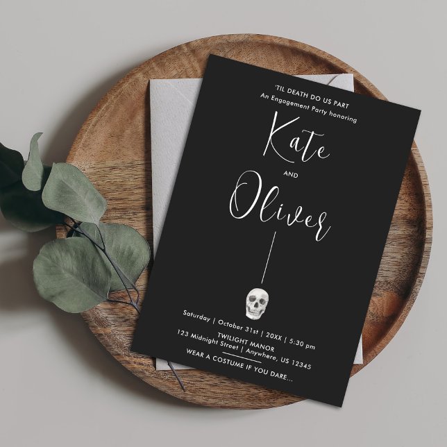 Convite de Noivado de Crânio Gótico (Criador carregado)