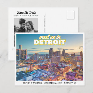 Convite de Noivado de Detroit com Paisagem Urbana