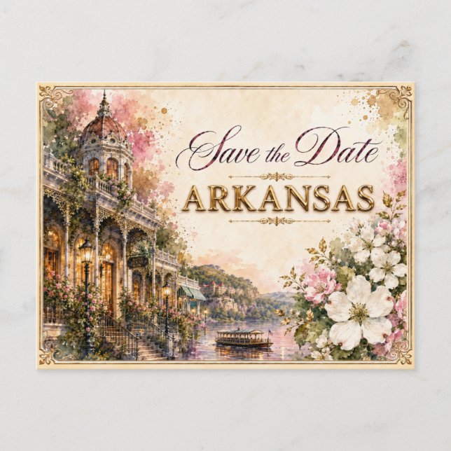 Convite de Noivado Elegante Arkansas Save the Date (Frente)