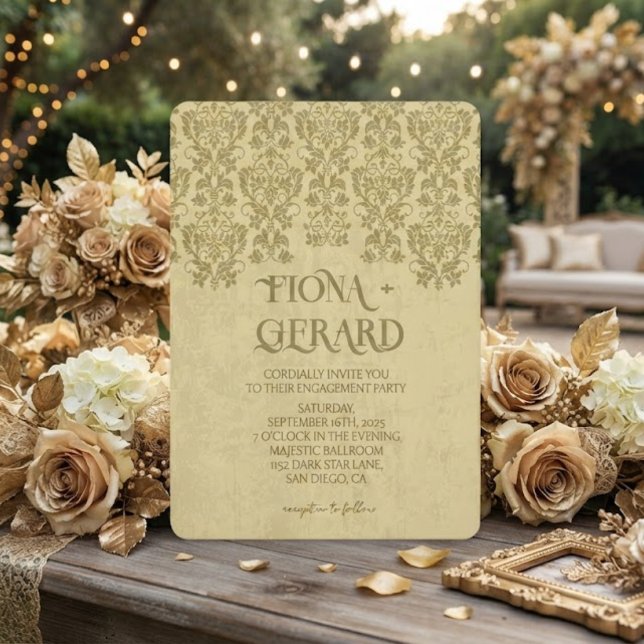 Convite de Noivado Elegante com Renda Glamour (Criador carregado)