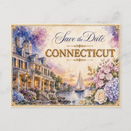 Convite de Noivado Elegante Connecticut Save the D