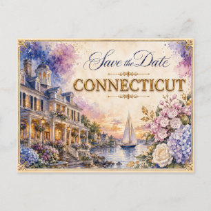 Convite de Noivado Elegante Connecticut Save the D