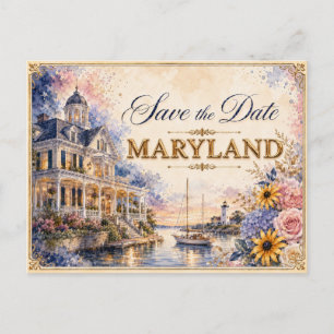 Convite de Noivado Elegante de Maryland Save the D