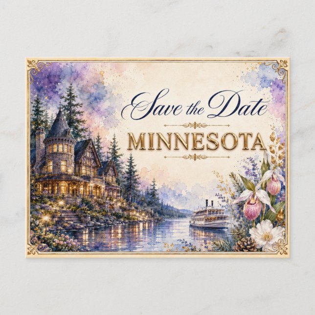Convite de Noivado Elegante de Minnesota para Salv (Frente)