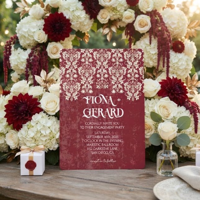 Convite de Noivado Elegante e Glamouroso com Renda (Criador carregado)