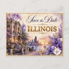 Convite de Noivado Elegante Illinois Save the Date