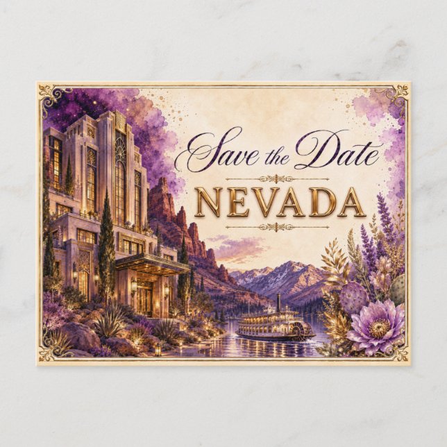 Convite de Noivado Elegante Nevada Save the Date (Frente)