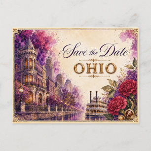 Convite de Noivado Elegante Ohio Save the Date