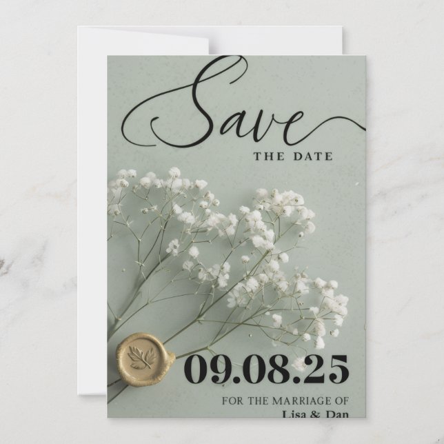 Convite de Noivado Elegante para Salvar a Data  (Frente)