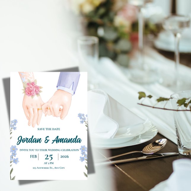 Convite de Noivado Elegante Save the Date (Criador carregado)
