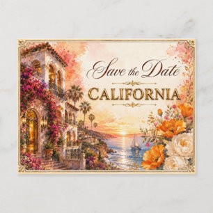 Convite de Noivado Elegante Save the Date Califórn