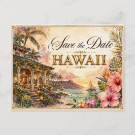 Convite de Noivado Elegante Save the Date do Havaí