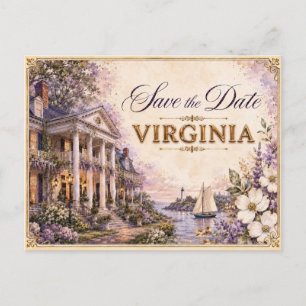 Convite de Noivado Elegante Virginia Save the Date
