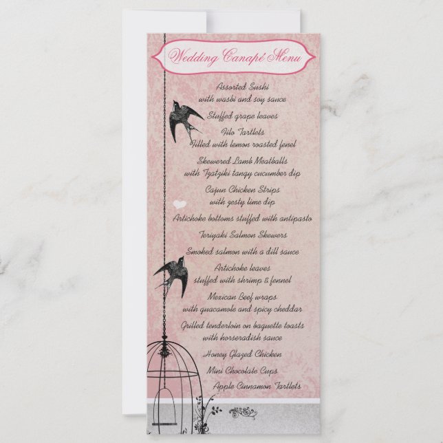 Convite de Noivado em Gaiola de Pássaro Rosa Antig (Frente)