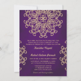 CONVITE DE NOIVADO ESTILO INDIANO ROXO E DOURADO