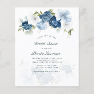 Convite de Noivado Floral Azul Poeirento Orçamento