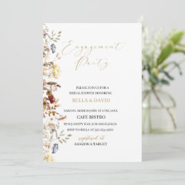 Convite de noivado floral de flores selvagens eleg