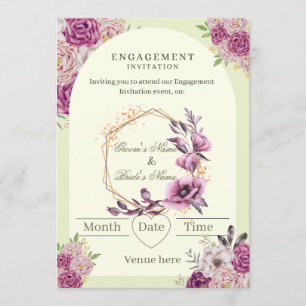 Convite de Noivado Floral Elegante