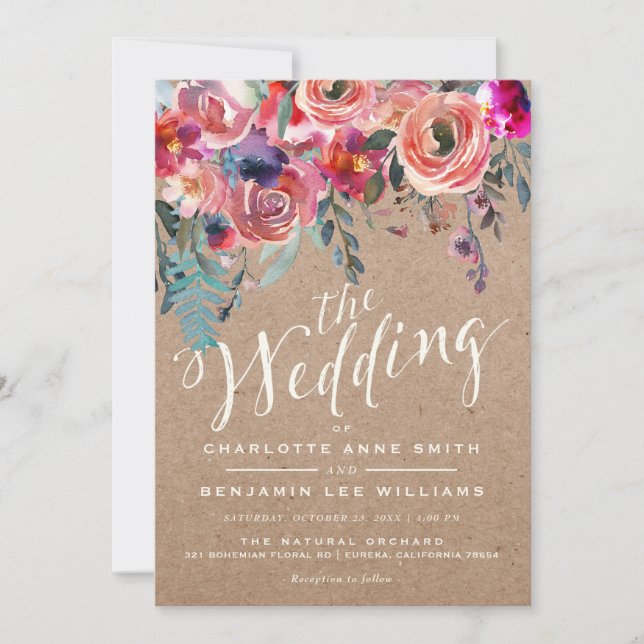 CONVITE DE NOIVADO | Floral Elegante Primavera Rús (Frente)