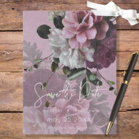 Convite de Noivado Floral Rosa e Branco Moderno