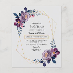 Convite de Noivado Floral Roxo Orçamento