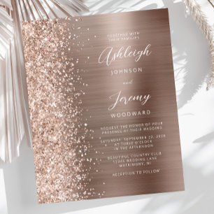 Convite de Noivado Glam Glitter Rose Gold Econômic