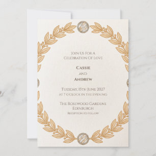 Convite de Noivado Gold Laurel Cameo