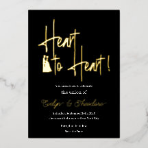 Convite de Noivado Heart to Heart Dourado e Branco