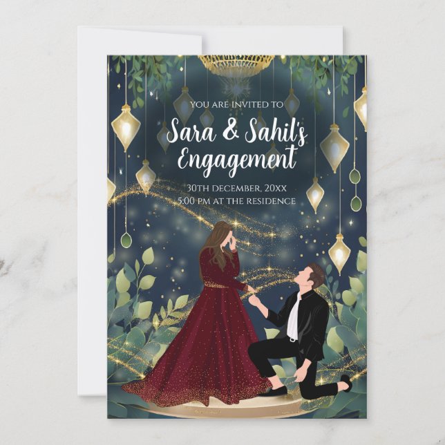 Convite de Noivado índio para convite Ring Ceremon (Frente)