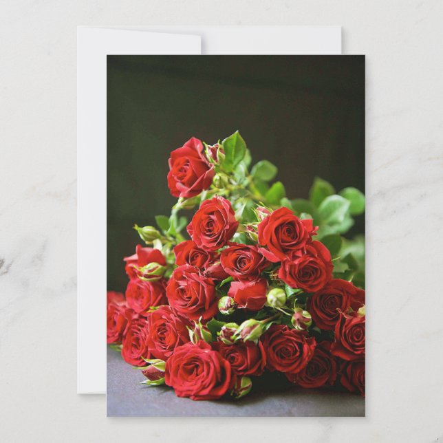 Convite de Noivado Íntimo com Rosa Vermelha em Clo (Verso)