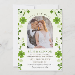 Convite de Noivado Irish Shamrock Swirls Save the