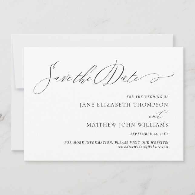 Convite de Noivado Jane Elegant Script Save the Da (Frente)