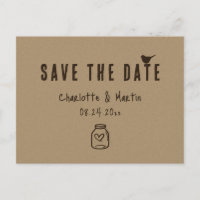 Convite de Noivado Kraft Paper Heart para Salvar a