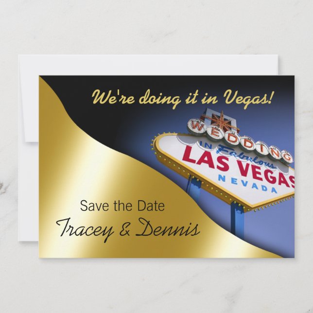 Convite de Noivado Las Vegas Salve a Data (Frente)