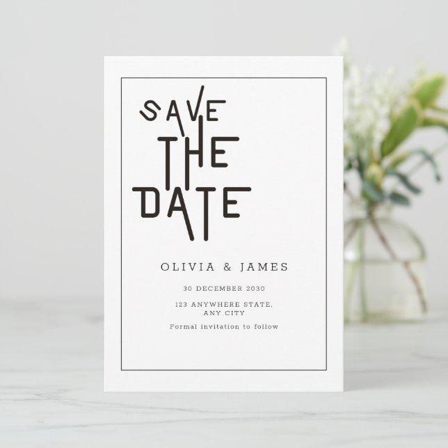 Convite de Noivado Minimalista Save The Date Capri (Em pé/Frente)