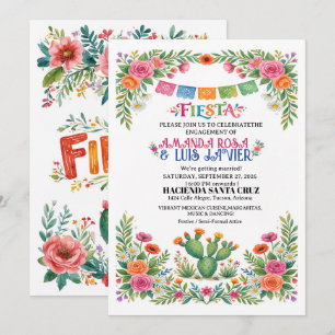 Convite de Noivado para uma Vibrante Festa Mexican