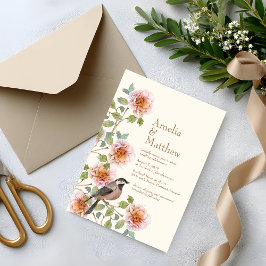 Convite de Noivado Pássaros entre Flores