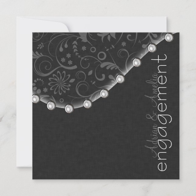 Convite de Noivado Pérola Quadrada (Frente)