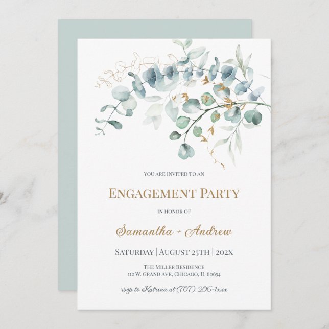 Convite de Noivado Personalizado com Tema Rústico (Frente/Verso)