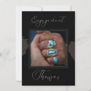 Convite de Noivado Preto com Foto Personalizada Na