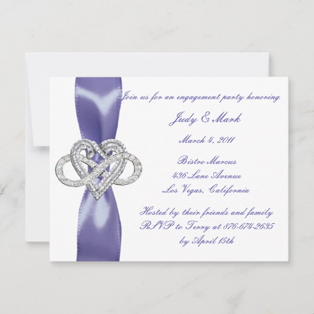Convite de Noivado Purple Blue Infinity Heart Part (Frente)